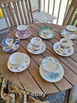 Assorted Vintage english bone china tea cups and saucers