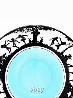 Atlas China Grimwade Silhouette Teacup With Saucer C424 Blue Black Antique UK