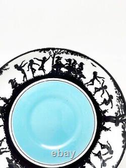 Atlas China Grimwade Silhouette Teacup With Saucer C424 Blue Black Antique UK