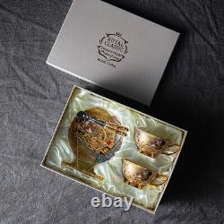 Authentic Bone China Tea Cups and Sauces Coffee Set by Gustav Klimt Art The Kiss