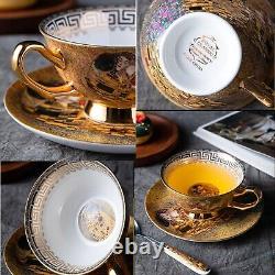 Authentic Bone China Tea Cups and Sauces Coffee Set by Gustav Klimt Art The Kiss