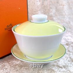 Authentic HERMES Africa Green Tea Cup Saucer Top Lid Cover Porcelain withBox