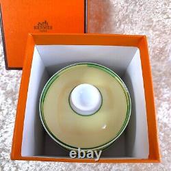 Authentic HERMES Africa Green Tea Cup Saucer Top Lid Cover Porcelain withBox