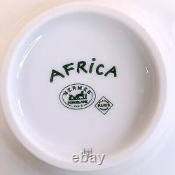 Authentic HERMES Africa Green Tea Cup Saucer Top Lid Cover Porcelain withBox