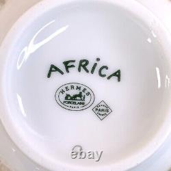 Authentic HERMES Africa Green Tea Cup Saucer Top Lid Cover Porcelain withBox