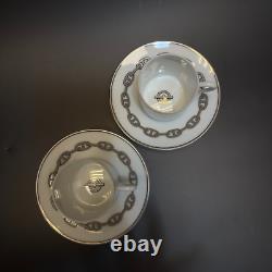 Authentic HERMES Chaine d'Ancre platinum Coffee Tea cup and saucer 2 sets