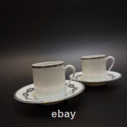 Authentic HERMES Chaine d'Ancre platinum Coffee Tea cup and saucer 2 sets