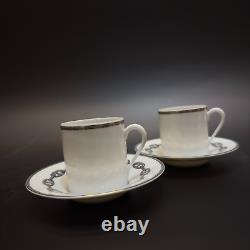 Authentic HERMES Chaine d'Ancre platinum Coffee Tea cup and saucer 2 sets