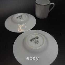 Authentic HERMES Chaine d'Ancre platinum Coffee Tea cup and saucer 2 sets