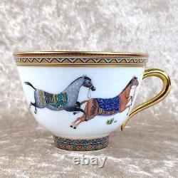 Authentic HERMES Tea Cup Saucer Cheval d'Orient Horse Tableware Porcelain withBox4