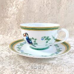 Authentic HERMES Tea Cup & Saucer French Porcelain Toucans Bird Model
