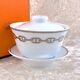Authentic Hermes Tea Cup Saucer With Top Cover Lid Chaine D'ancre Platinum Withbox