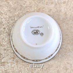 Authentic Hermes Tea Cup Saucer with Top Cover Lid CHAINE D'ANCRE PLATINUM withBox