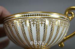 Authentic Sevres Gold Gilt Laurel Leaves Empire Form Tea Cup & Saucer Circa 1822