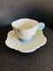 Aynsley Blue And White Flower Handle Art Deco Footed Tea Cup Saucer, Paragon