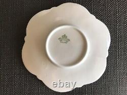 Aynsley Blue and White Flower Handle Art Deco Footed Tea Cup Saucer, Paragon