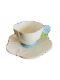 Aynsley Blue And White Flower Handle Bone China Footed Tea Cup Saucer, Paragon