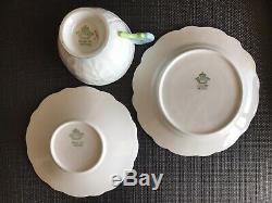 Aynsley Blue and White Flower Handle Bone China Footed Tea Cup Saucers, Paragon