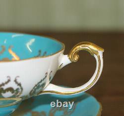 Aynsley Bone China Tea Cup & Saucer Signed Hand Painted Blue Floral #1543