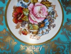 Aynsley Bone China Tea Cup & Saucer Signed Hand Painted Blue Floral #1543