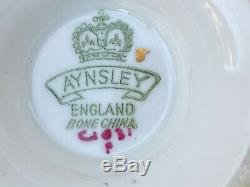 Aynsley C1031 Pink Cabbage Roses & Black Bone China Tea Cup & Saucer