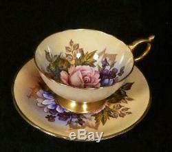 Aynsley Cabbage Rose Bone China Cup & Saucer Sgn JA Bailey