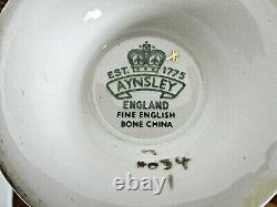 Aynsley England Bone China Tea Cup And Saucer Orchard Fruit Green