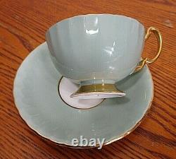 Aynsley England Bone China Tea Cup And Saucer Orchard Fruit Green