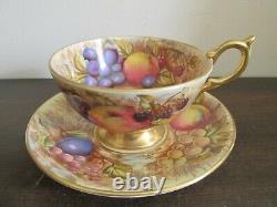 Aynsley England Tea Cup And Saucer Orchard Fruit Signed D. Jones N. Brunt