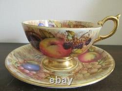 Aynsley England Tea Cup And Saucer Orchard Fruit Signed D. Jones N. Brunt