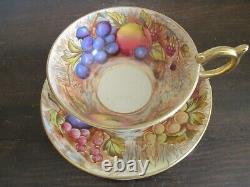 Aynsley England Tea Cup And Saucer Orchard Fruit Signed D. Jones N. Brunt