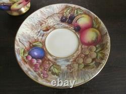 Aynsley England Tea Cup And Saucer Orchard Fruit Signed D. Jones N. Brunt