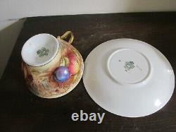 Aynsley England Tea Cup And Saucer Orchard Fruit Signed D. Jones N. Brunt