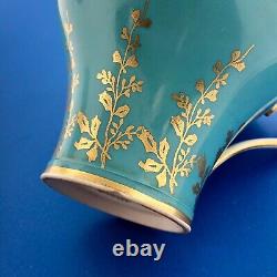 Aynsley English Bone China Aqua Turquoise Gold Floral Vine Tea Cup/Saucer