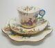 Aynsley Flower Handle Venetian Lady China Tea Cup Saucer Plate Trio England Rare