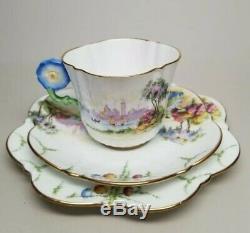 Aynsley Flower Handle VENETIAN LADY China Tea Cup Saucer Plate TRIO England RARE