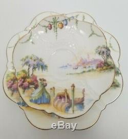 Aynsley Flower Handle VENETIAN LADY China Tea Cup Saucer Plate TRIO England RARE