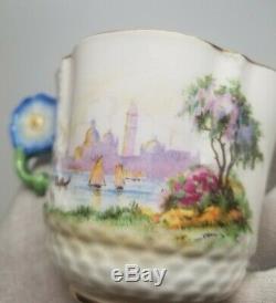 Aynsley Flower Handle VENETIAN LADY China Tea Cup Saucer Plate TRIO England RARE