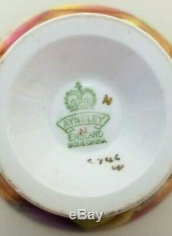 Aynsley Footed Tea Cup & Saucer Fruit Orchard Gold Signed D Jones N Brunt Vtg