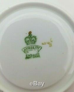 Aynsley Footed Tea Cup & Saucer Fruit Orchard Gold Signed D Jones N Brunt Vtg