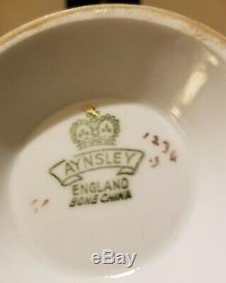 Aynsley Green Tea Cup & Saucer Ship with Gold Trim Signed and Numbered