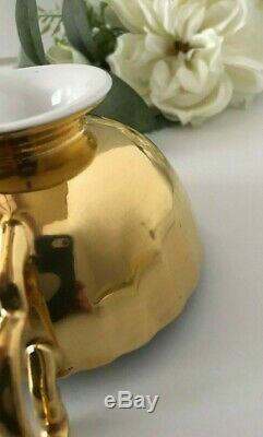 Aynsley J A Bailey Cup & Saucer Cabbage Roses Floral Ribbed Gold Teacup Signed