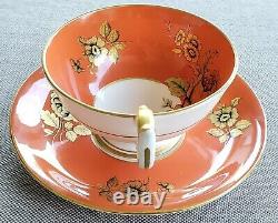 Aynsley Orange Golden Cabbage Rose Teacup and Saucer Set Vintage Rare Antique