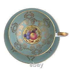 Aynsley Orchard Vintage Sea Foam Green & Gold Tea Cup & Saucer Set 2832 D. Jones