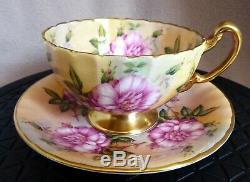 Aynsley Pink Cabbage Roses Cabinet Cup and Saucer