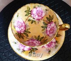 Aynsley Pink Cabbage Roses Cabinet Cup and Saucer