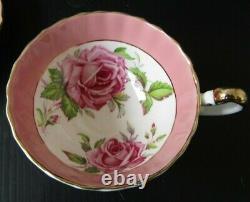 Aynsley Pink Teacup and Saucer Large Cabbage Roses Vintage Tea Cup Set Gold