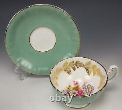 Aynsley Rose Floral Turquoise & Gold Tea Cup & Saucer Teacup