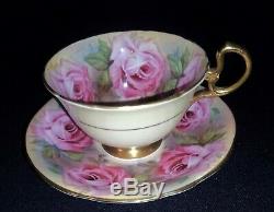 Aynsley Signed J. A Bailey Cabbage Roses Tea or Coffee Cup & Saucer Rare England