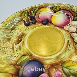 Aynsley Tea Cup & Saucer Orchard Fruit Signed N. Brunt Gold Trim Porcelain